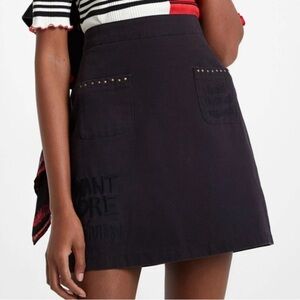 Desigual Black Mini Skirt Studded 6